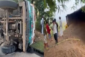Seraikela News: सरायकेला में बालू लदा हाइवा पलटा, ग्रामीणों ने अवैध ढुलाई पर उठाए सवाल Seraikela News: सरायकेला में बालू लदा हाइवा पलटा, ग्रामीणों ने अवैध ढुलाई पर उठाए सवाल